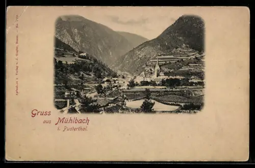 AK Mühlbach, Totalansicht aus der Vogelschau