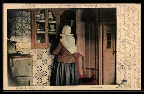 AK Sylt, Frau in der Friesenstube
