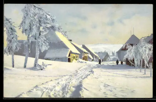 AK Photochromie, Serie V., Gottesgab, Blick auf den Ort im Winter
