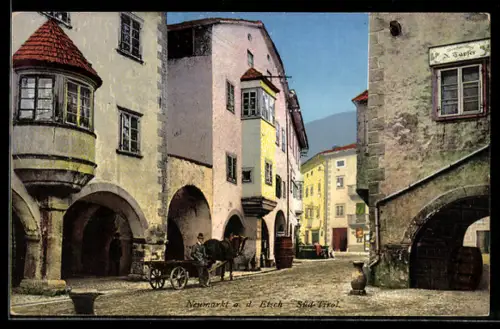 AK Neumarkt, Strassenpartie mit Pferdewagen und Handlung von J. Tapfer