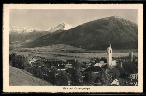 AK Mals, Ortsansicht mit Ortlergruppe