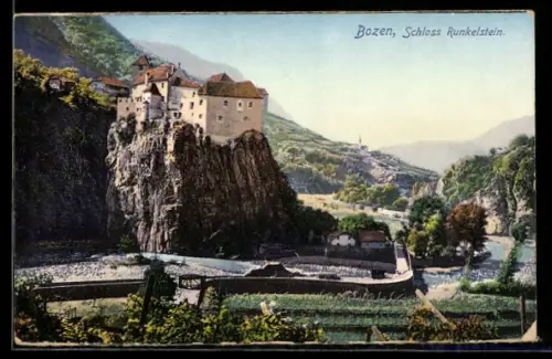 AK Bozen, Blick zum Schloss Runkelstein