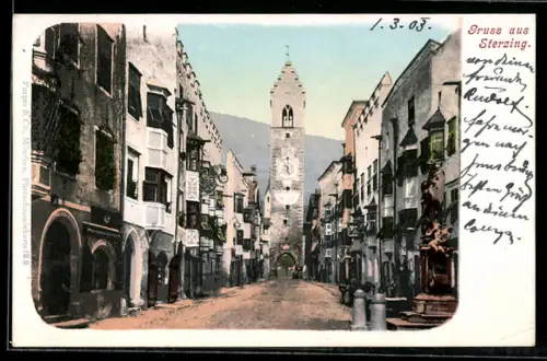AK Sterzing, Strassenpartie mit Turm