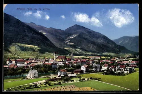 AK Brixen, Ortspartie vor Bergpanorama