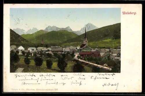 AK Welsberg, Panorama mit Ort und Landschaft