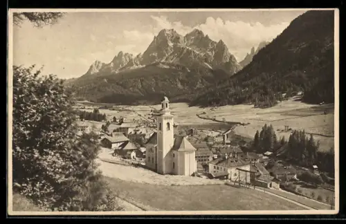 AK Sexten, Ortsansicht vom Hügel aus