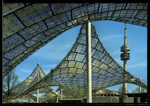 AK München, Olympiagelände mit Olympia Turm