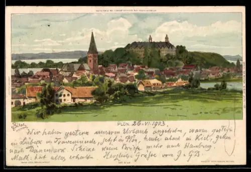 AK Plön, Gesamtansicht mit Schloss