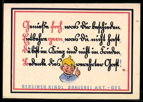 AK Brauerei-Werbung Berliner Kindl Brauerei AG