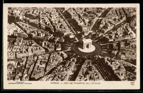 AK Paris, L`Arc de Triomphe, Triumphbogen, La Place de L`Étoile, Sternplatz