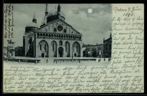 Mondschein-AK Padova, Basilica di S. Antonio sotto la luna