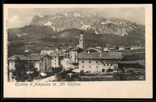 AK Cortina d`Ampezzo, Vista sul paese con Monte Tofana sullo sfondo