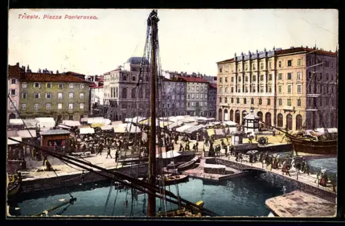 AK Trieste, Piazza Ponterosso con mercati e barche