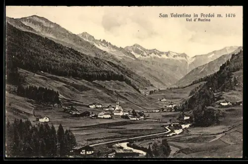 AK San Valentino in Predoi, Vista panoramica della valle e montagne del Val d`Aurina