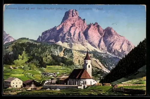 AK Corvara /Dolomiti, Corvara con vista su Sas Songher