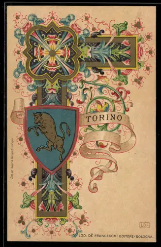 AK Torino, Stemma e decorazione floreale artistica