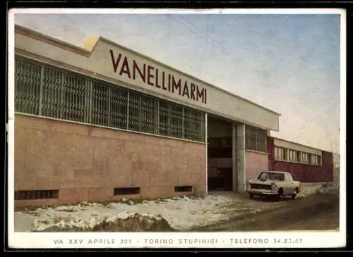 AK Torino, Stabilimento Vanellimarmi con auto parcheggiata davanti