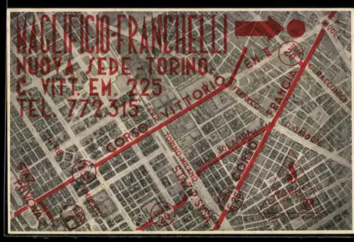 AK Torino, Mappa con indicazioni per Maglificio Franchelli, Corso Vitt. Em. 225