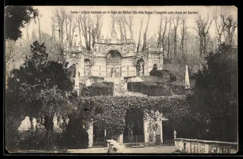 AK Torino, Istituto Nazionale per le Figlie dei Militari, Villa della Regina (Tempietto nello sfondo del giardino)