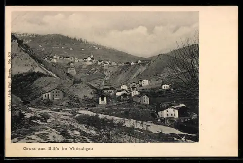 AK Stilfs, Veduta panoramica del villaggio nel Vinschgau