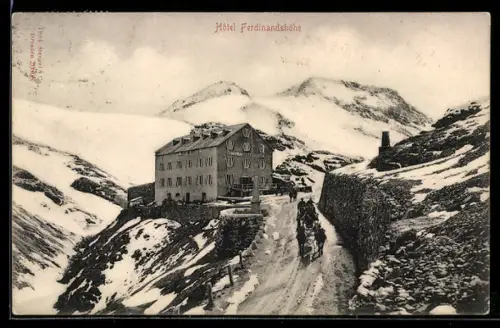 AK Ferdinandshöhe, Blick zum Hôtel Ferdinandshöhe, Kutsche