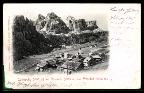 AK Colfuschg, Ortsansicht mit Pisciadu und Mesules
