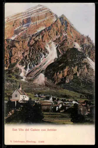 AK San Vito del Cadore, Antelao imponente sopra il villaggio alpino