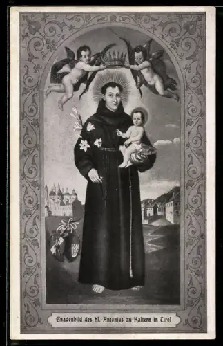 AK Kaltern in Tirol, Immagine di Sant`Antonio con bambino e angeli
