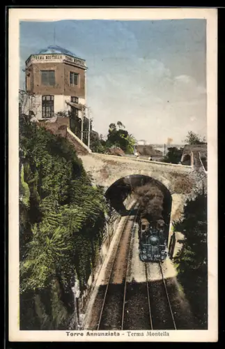 AK Torre Annunziata, Terma Montella con treno in galleria