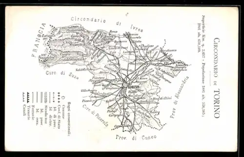 AK Torino, Mappa del circondario di Torino con dettagli geografici