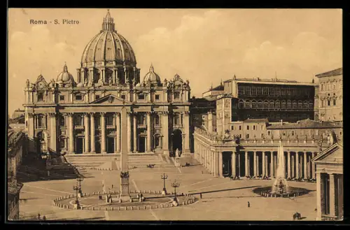 AK Roma, S. Pietro, Veduta della Basilica di San Pietro e Piazza San Pietro