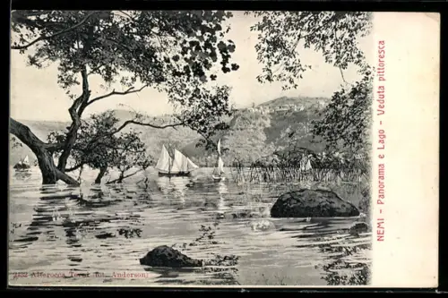 AK Nemi, Panorama e Lago, Veduta pittoresca