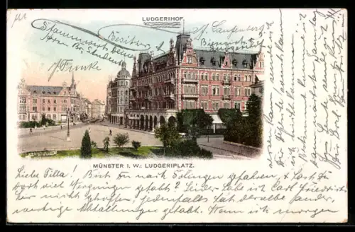 AK Münster, Blick auf den Ludgeriplatz