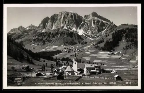 AK Corvara, Corvara verso Colfosco e Sass Ciampatsch, panorama montano