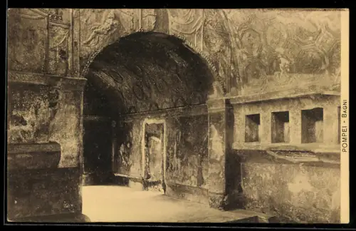 AK Pompei, Bagni antichi con affreschi dettagliati