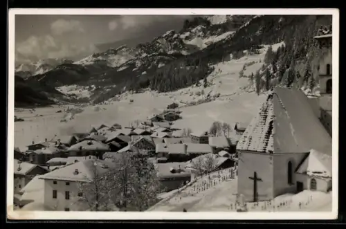 AK Campitello, Vista invernale verso il Catinaccio nelle Dolomiti