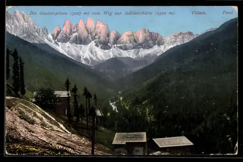 AK Villnös /Tirol, Geislerspitzen vom Weg zur Schlüterhütte