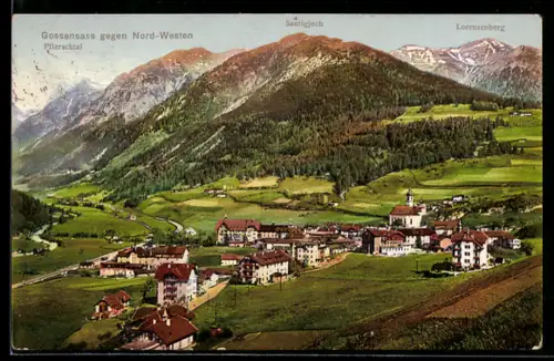 AK Gossensass, Vista verso nord-ovest con montagne e villaggio alpino