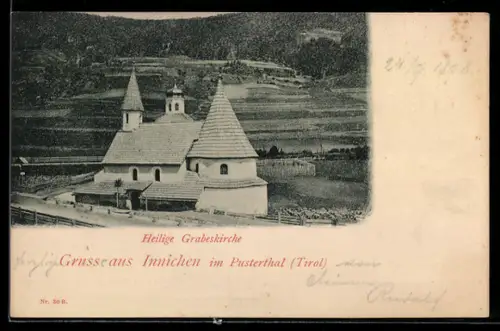 AK Innichen im Pusterthal, Heilige Grabeskirche aus der Vogelschau