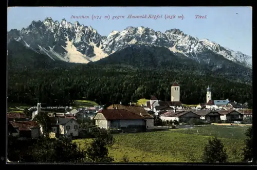 AK Innichen, Ortsansicht gegen Haunold-Köpfel