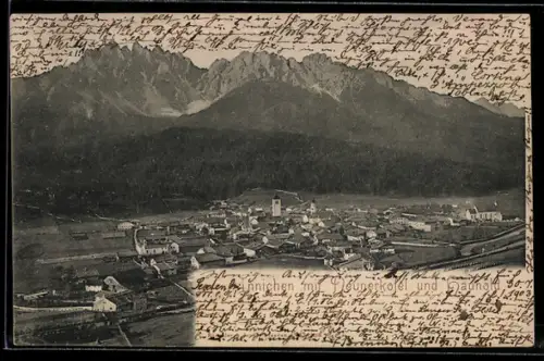 AK Innichen, Gesamtansicht mit Neunerkofel und Haunold