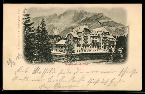 AK Karersee, Blick auf das Karersee-Hotel
