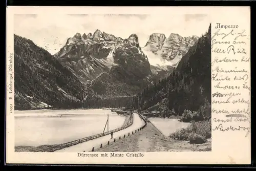 AK Ampezzo, Dürrensee sul Monte Cristallo e strada panoramica