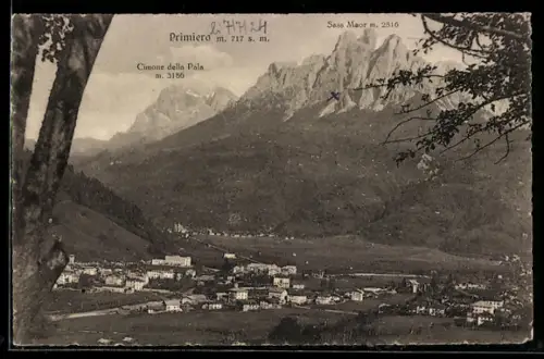 AK Primiero, Vista panoramica con Cimone della Pala e Sass Maor