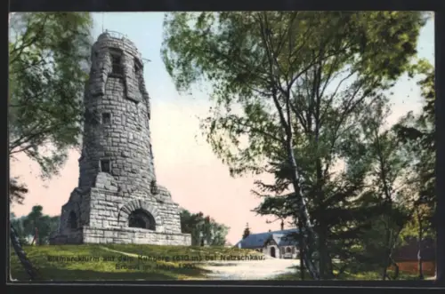 AK Netzschkau, Blick zum Bismarckturm
