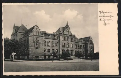 AK Holzminden a. d. Oberweser, Baugewerkschule mit Strassenpartie