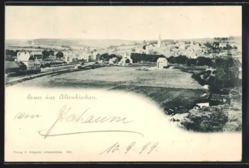 AK Altenkirchen, Teilansicht mit Eisenbahn
