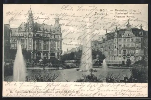 AK Köln-Neustadt, Deutscher Ring mit Fontäne