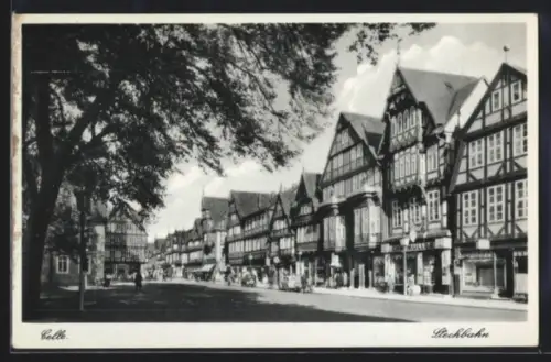 AK Celle, Strasse Stechbahn mit Geschäften