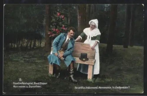 AK Bad Elster, Goethe-Festspielkarte, Herrmann und Dorothea, So still und träumend...